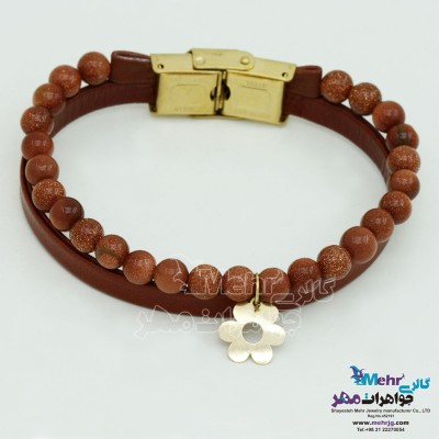 دستبند طلا و سنگ - طرح گل یاسمن
