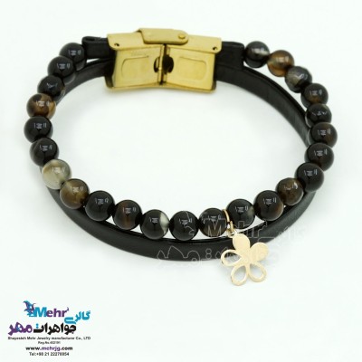 دستبند طلا و سنگ - طرح گل
