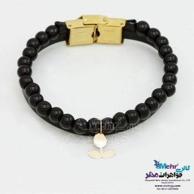 دستبند طلا و سنگ - طرح گل لاله