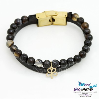دستبند طلا و سنگ - طرح گل