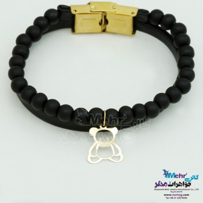 دستبند طلا و سنگ - طرح خرس