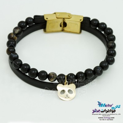 دستبند طلا و سنگ - طرح خرس پاندا