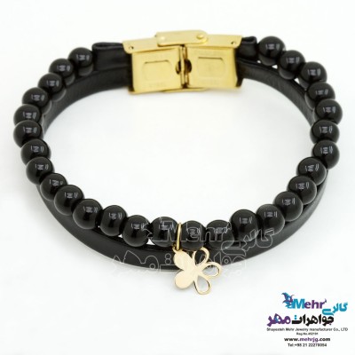 دستبند طلا و سنگ - طرح گل
