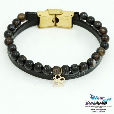 دستبند طلا و سنگ - طرح پروانه