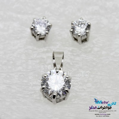 نیم ست طلا - آویز و گوشواره - طرح تک سنگ