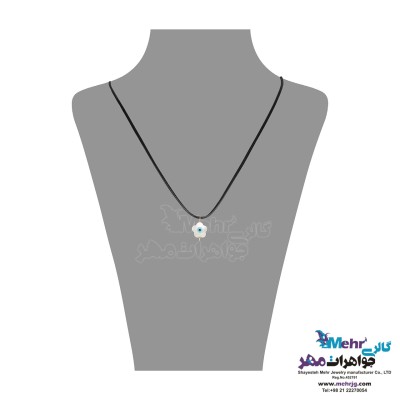 گردنبند طلا و چرم - طرح صدف گل