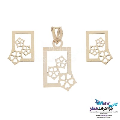 نیم ست طلا - آویز و گوشواره - طرح گل