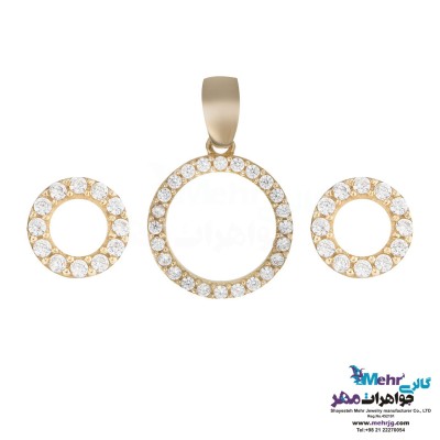 نیم ست طلا - آویز و گوشواره - طرح هندسی