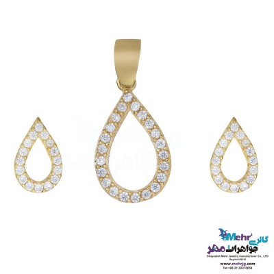 نیم ست طلا - آویز و گوشواره - طرح اشک