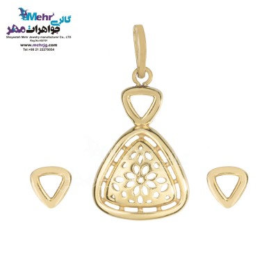 نیم ست طلا - آویز و گوشواره - طرح هندسی