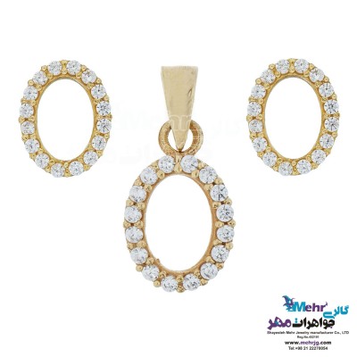 نیم ست طلا - آویز و گوشواره - طرح هندسی