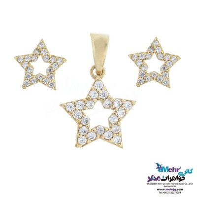 نیم ست طلا - آویز و گوشواره - طرح ستاره