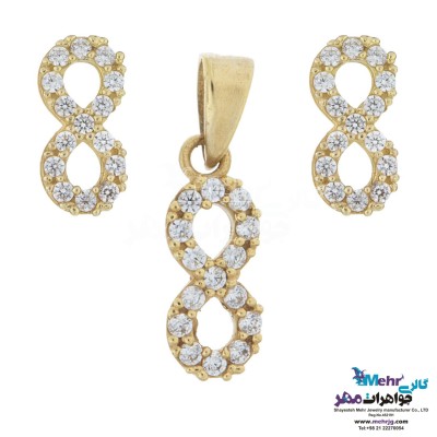 نیم ست طلا - آویز و گوشواره - طرح بی‌نهایت