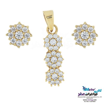 نیم ست طلا - آویز و گوشواره - طرح فلاور