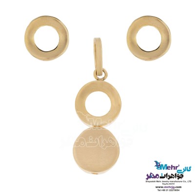 نیم ست طلا - آویز و گوشواره - طرح هندسی