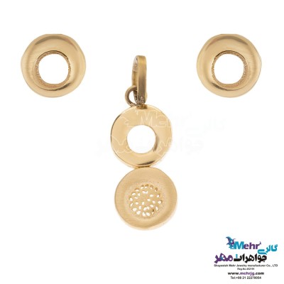 نیم ست طلا - آویز و گوشواره - طرح هندسی