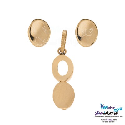 نیم ست طلا - آویز و گوشواره - طرح هندسی