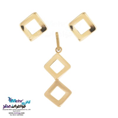 نیم ست طلا - آویز و گوشواره - طرح هندسی