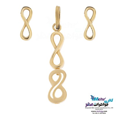 نیم ست طلا - آویز و گوشواره - طرح بی‌نهایت