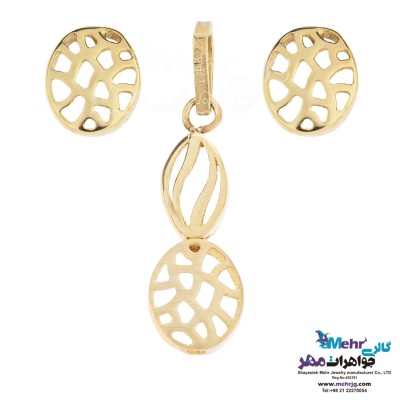 نیم ست طلا - آویز و گوشواره - طرح هندسی