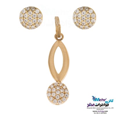 نیم ست طلا - آویز و گوشواره - طرح هندسی