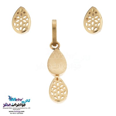 نیم ست طلا - آویز و گوشواره - طرح قطره