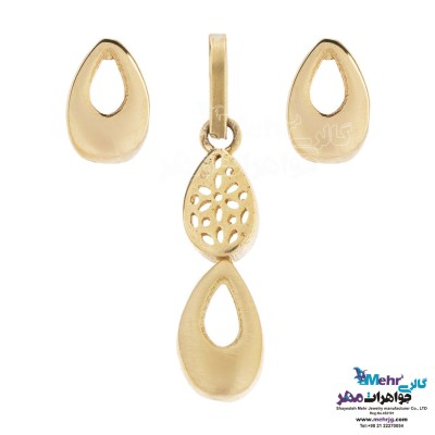 نیم ست طلا - آویز و گوشواره - طرح قطره