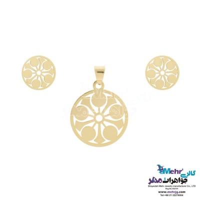 نیم ست طلا - آویز و گوشواره - طرح هندسی