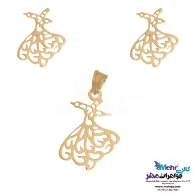 نیم ست طلا - آویز و گوشواره - طرح رقص سماع