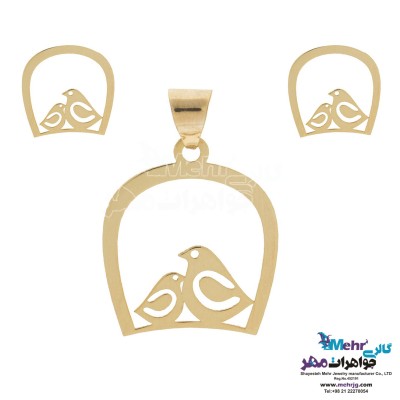 نیم ست طلا - آویز و گوشواره - طرح پرنده