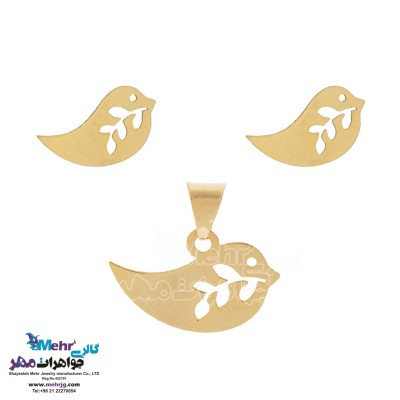نیم ست طلا - آویز و گوشواره - طرح پرنده