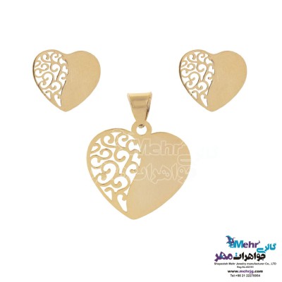 نیم ست طلا - آویز و گوشواره - طرح قلب