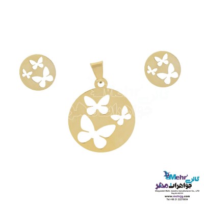 نیم ست طلا - آویز و گوشواره - طرح پروانه