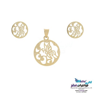 نیم ست طلا - آویز و گوشواره - طرح پروانه