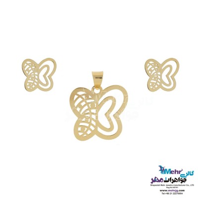 نیم ست طلا - آویز و گوشواره - طرح پروانه