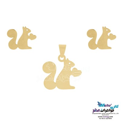 نیم ست طلا - آویز و گوشواره - طرح سنجاب
