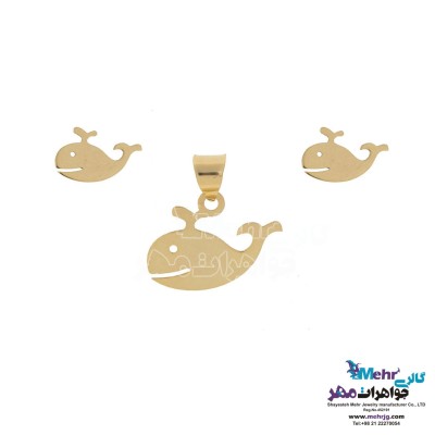 نیم ست طلا - آویز و گوشواره - طرح وال