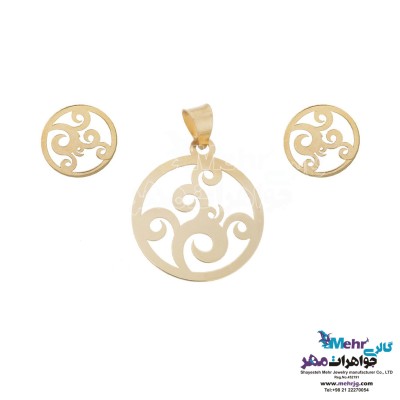 نیم ست طلا - آویز و گوشواره - طرح اسپیرال