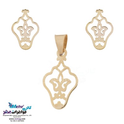 نیم ست طلا - آویز و گوشواره - طرح اسلیمی