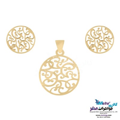 نیم ست طلا - آویز و گوشواره - طرح اسلیمی