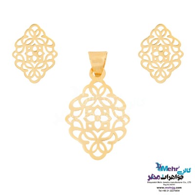 نیم ست طلا - آویز و گوشواره - طرح اسلیمی
