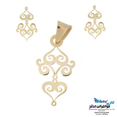 نیم ست طلا - آویز و گوشواره - طرح اسلیمی