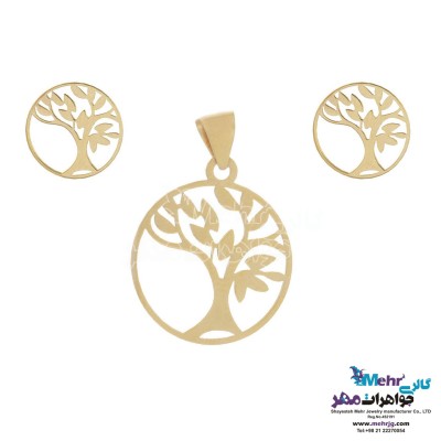 نیم ست طلا - آویز و گوشواره - طرح درخت