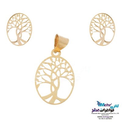 نیم ست طلا - آویز و گوشواره - طرح درخت