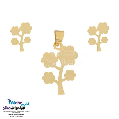 نیم ست طلا - آویز و گوشواره - طرح درخت