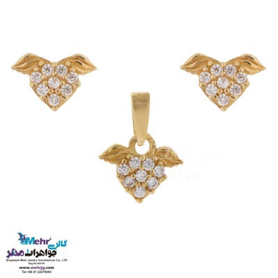 نیم ست طلا - آویز و گوشواره - طرح توت فرنگی