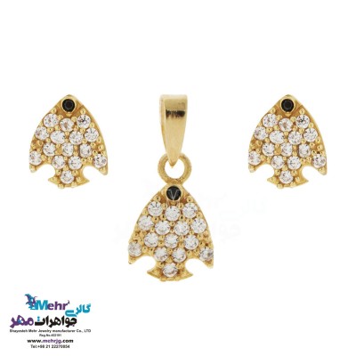 نیم ست طلا - آویز و گوشواره - طرح ماهی