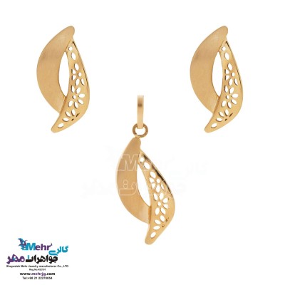 نیم ست طلا - آویز و گوشواره - طرح منحنی