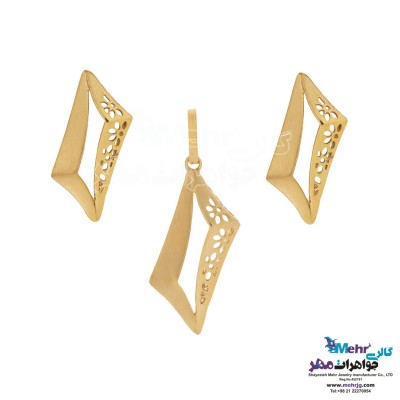 نیم ست طلا - آویز و گوشواره - طرح هندسی