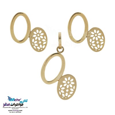 نیم ست طلا - آویز و گوشواره - طرح هندسی
